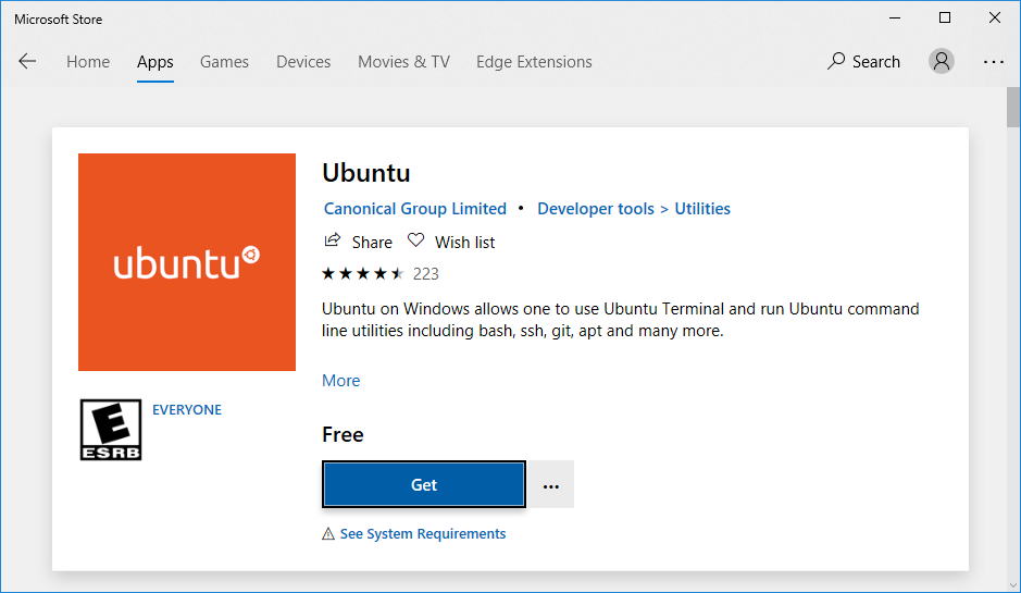 Install Ubuntu on Windows subsystem for linux